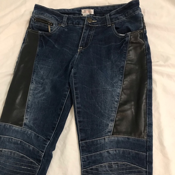 Sapphire Red Denim - Sapphire Red Moto Jeans